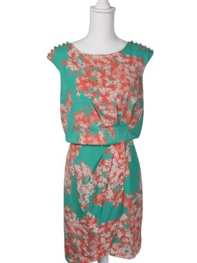 Jessica Simpson Teal and Coral Floral Mini Dress